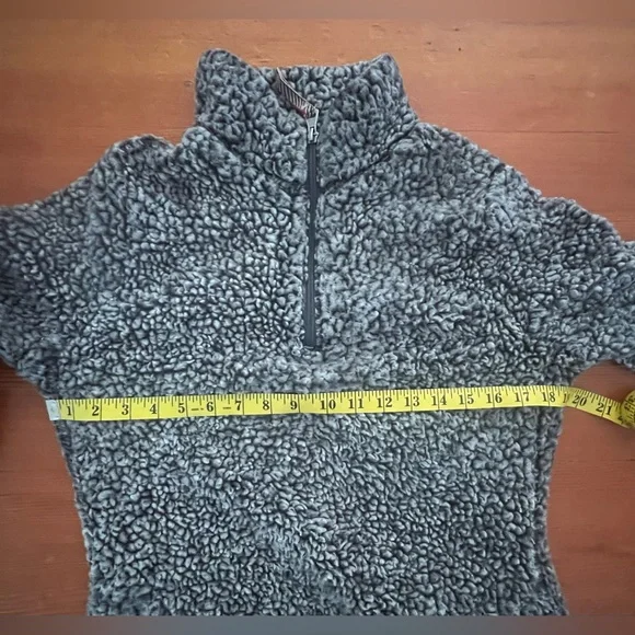 Original Weatherproof Vintage Gray Teddy Fleece Sherpa Jacket 1/4 Zip Small - Picture 4 of 8